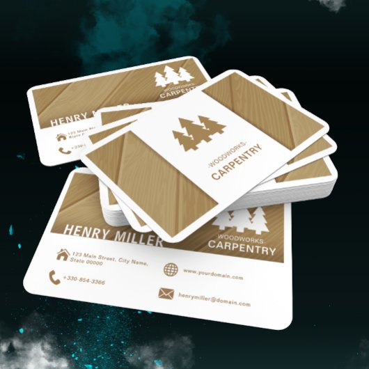 Bau von Holzkiefern für rustikale Holzschnitzel Visitenkarte