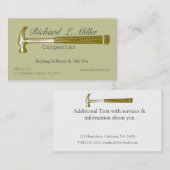 Bau von Holzschnitzwerken Visitenkarte (Vorne/Hinten)