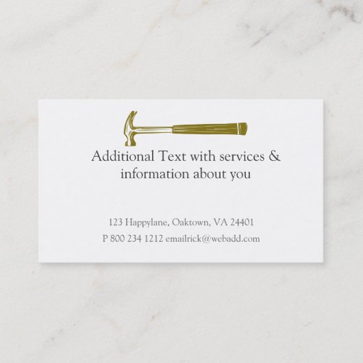 Bau von Holzschnitzwerken Visitenkarte (Rückseite)