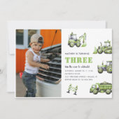 Bau von Lastkraftwagen 3. Geburtstag Foto Einladung (Vorderseite)