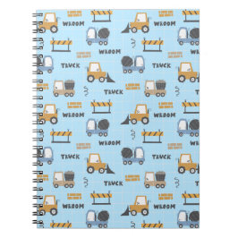 Bau von Lastkraftwagen Muster blau Notizblock