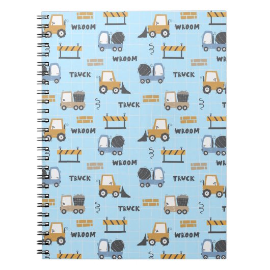 Bau von Lastkraftwagen Muster blau Notizblock (Vorderseite)