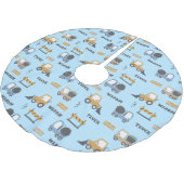 Bau von Lastkraftwagen Muster blau Polyester Weihnachtsbaumdecke (Schrägansicht)