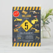 Bau von Lastkraftwagen Schwermaschinen Geburtstag Einladung (Stehend Vorderseite)