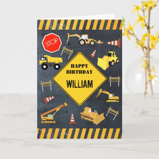 Bau von Lastkraftwagen Schwermaschinen Geburtstag Karte (Gelbe Blume)