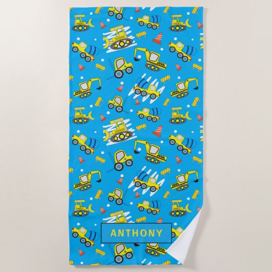 Bau von Lastkraftwagen Strand Strandtuch (Vorderseite)