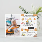 Bau von Lastkraftwagen Thema Geburtstag Einladung (Stehend Vorderseite)