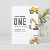 Bau von Lastkraftwagen Thema Geburtstag Einladung (Stehend Vorderseite)