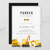 Bau von Lastkraftwagen Thema Geburtstag Einladung (Vorne/Hinten)