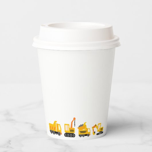 Bau von Lastkraftwagen Thema Geburtstag Pappbecher (Rückseite)