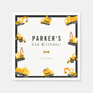 Bau von Lastkraftwagen Thema Geburtstag Serviette
