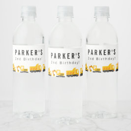 Bau von Lastkraftwagen Thema Geburtstag Wasserflaschenetikett