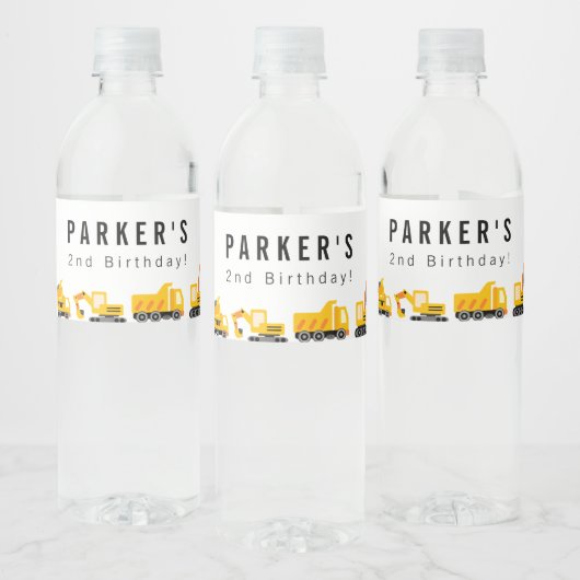 Bau von Lastkraftwagen Thema Geburtstag Wasserflaschenetikett (Flaschen)