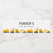 Bau von Lastkraftwagen Thema Geburtstag Wasserflaschenetikett (Einzelnes Label)