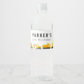 Bau von Lastkraftwagen Thema Geburtstag Wasserflaschenetikett (Vorderseite)