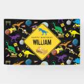 Bau von Lastwagen Dinosauriern im Weltraum Geburts Banner (Horizontal)