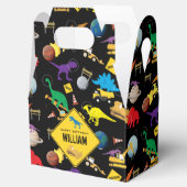 Bau von Lastwagen Dinosauriern im Weltraum Geburts Geschenkschachtel (Geöffnet)