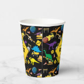 Bau von Lastwagen Dinosauriern im Weltraum Geburts Pappbecher (Rechts)