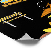 Bau von Lastwagen Dinosauriern im Weltraum Geburts Poster (Ecke)