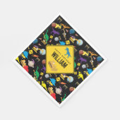 Bau von Lastwagen Dinosauriern im Weltraum Geburts Serviette (Ecke)