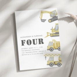 Bau von Lkw Boys 4. Geburtstag Einladung