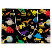 Bau von LKWs Astronaut Dinosaurier im Weltraum Große Geschenktüte (Rückseite)