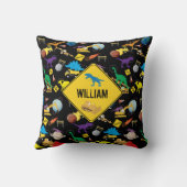 Bau von LKWs Astronaut Dinosaurier im Weltraum Kissen (Rückseite)