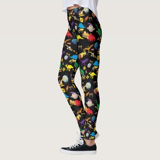 Bau von LKWs Astronaut Dinosaurier im Weltraum Leggings (Links)