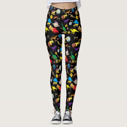 Bau von LKWs Astronaut Dinosaurier im Weltraum Leggings (Vorderseite)