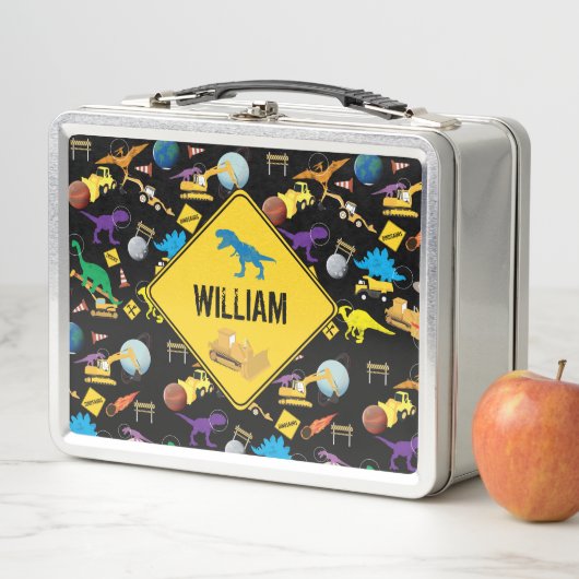 Bau von LKWs Astronaut Dinosaurier im Weltraum Metall Brotdose (Beispiel)