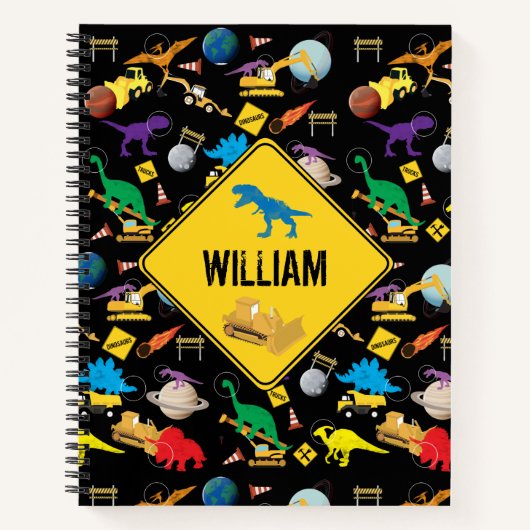 Bau von LKWs Astronaut Dinosaurier im Weltraum Notizblock (Vorderseite)