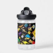 Bau von LKWs Astronaut Dinosaurier im Weltraum Trinkflasche (Vorne)