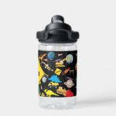 Bau von LKWs Astronaut Dinosaurier im Weltraum Trinkflasche (Rückseite)