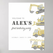 Bau von LKWs Boys 1. Geburtstag Poster (Vorne)