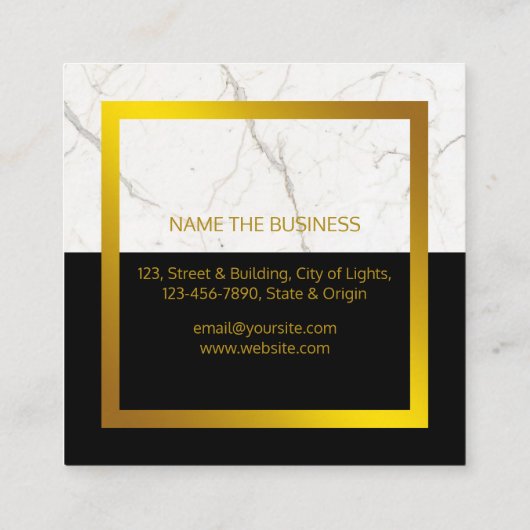 Bau von Schwarz-weißen Imitaten aus Marmor Quadratische Visitenkarte (Rückseite)