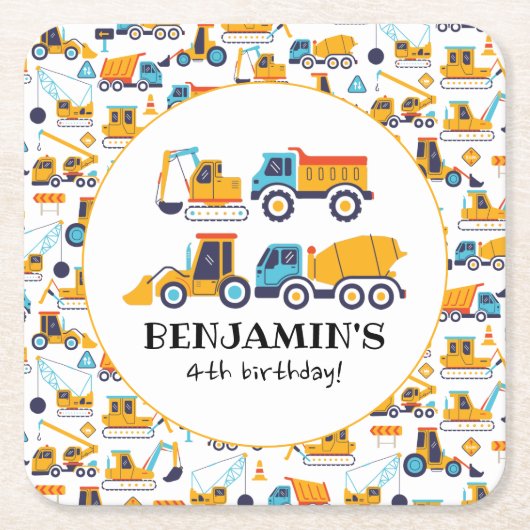 Bau von Trucks mit Sprung Rechteckiger Pappuntersetzer (Vorderseite)