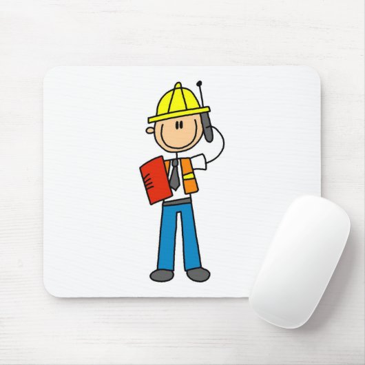 Bau-Vorarbeiter auf Mobiltelefon Mousepad (Mit Mouse)
