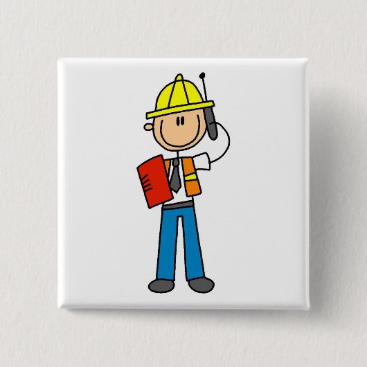 Bau-Vorarbeiter-T - Shirts und Geschenke Button (Vorderseite)