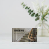 Bau-Zimmerei-Auftragnehmer-Treppenhaus-Ordnungen Visitenkarte (Stehend Vorderseite)