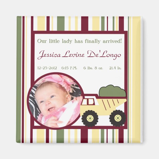 Bau Zone Baby Announction Magnet (Vorne)