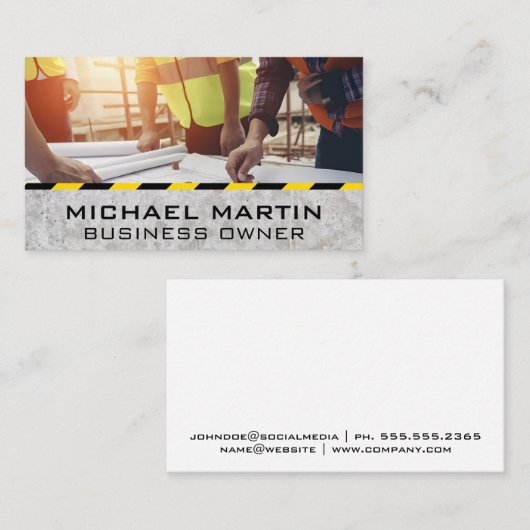 Bauarbeiter | Architekt | Ingenieure Visitenkarte (Vorne/Hinten)