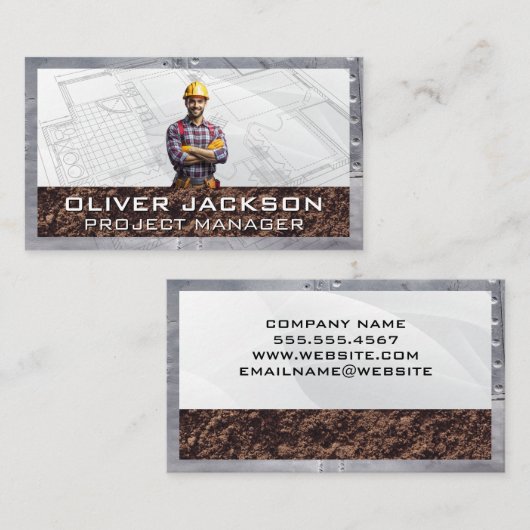 Bauarbeiter | Blueprints Visitenkarte (Vorne/Hinten)