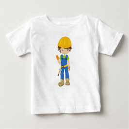 Bauarbeiter, Braunhaar, Niedlicher Junge, Hammer Baby T-shirt