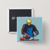 Bauarbeiter Bricklayer Hard Hat Builder Button (Vorne & Hinten)