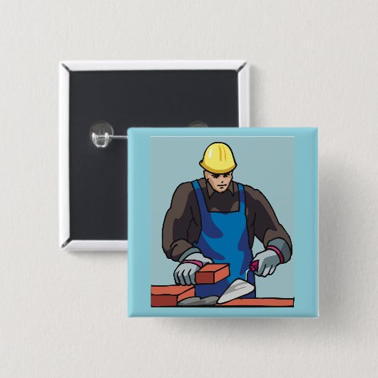 Bauarbeiter Bricklayer Hard Hat Builder Button (Vorne & Hinten)