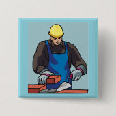 Bauarbeiter Bricklayer Hard Hat Builder Button (Vorderseite)