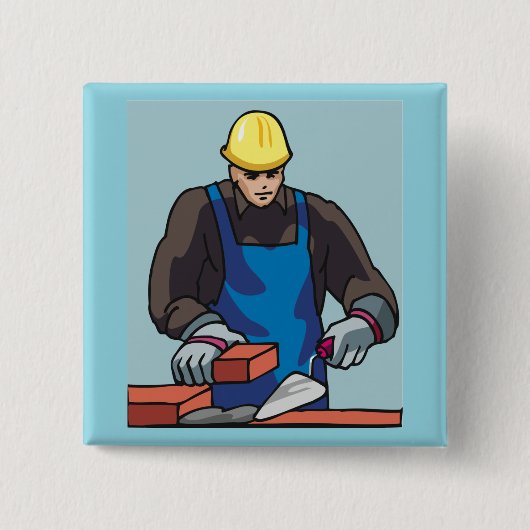 Bauarbeiter Bricklayer Hard Hat Builder Button (Vorderseite)