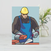 Bauarbeiter Bricklayer Hard Hat Builder Einladung (Stehend Vorderseite)