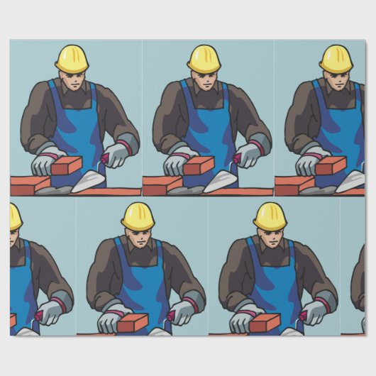 Bauarbeiter Bricklayer Hard Hat Builder Geschenkpapier (Flach)