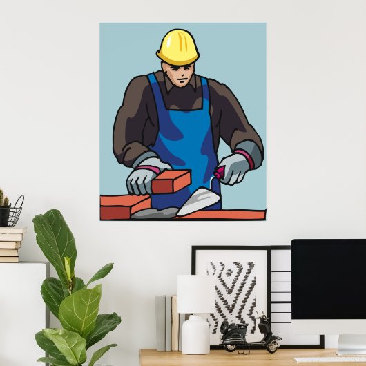 Bauarbeiter Bricklayer Hard Hat Builder Poster (Heimbüro)